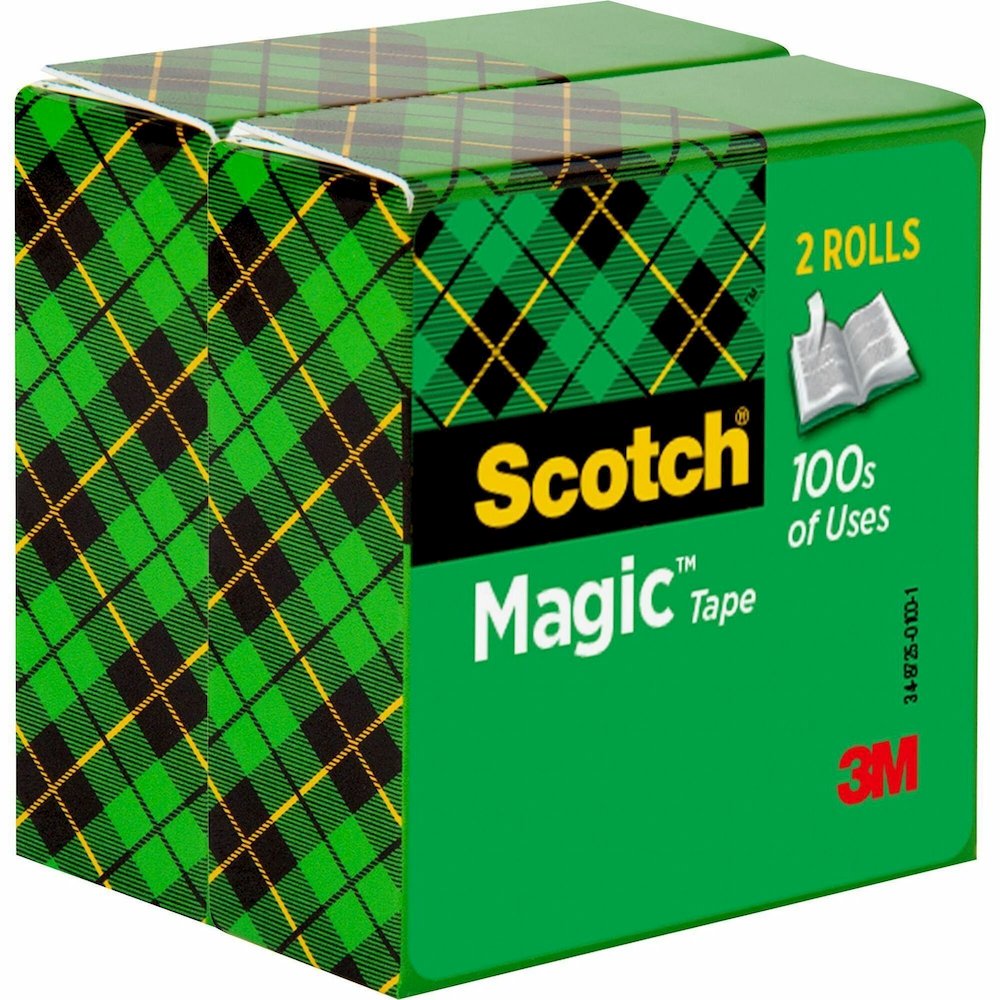 Scotch Magic Tape - 72 yd Length x 0.75" Width - 3" Core - Clear - Split Resistant, Tear Resistant - For Paper, Mending, Document - 2/Pack - 6 / Bundle. Picture 1