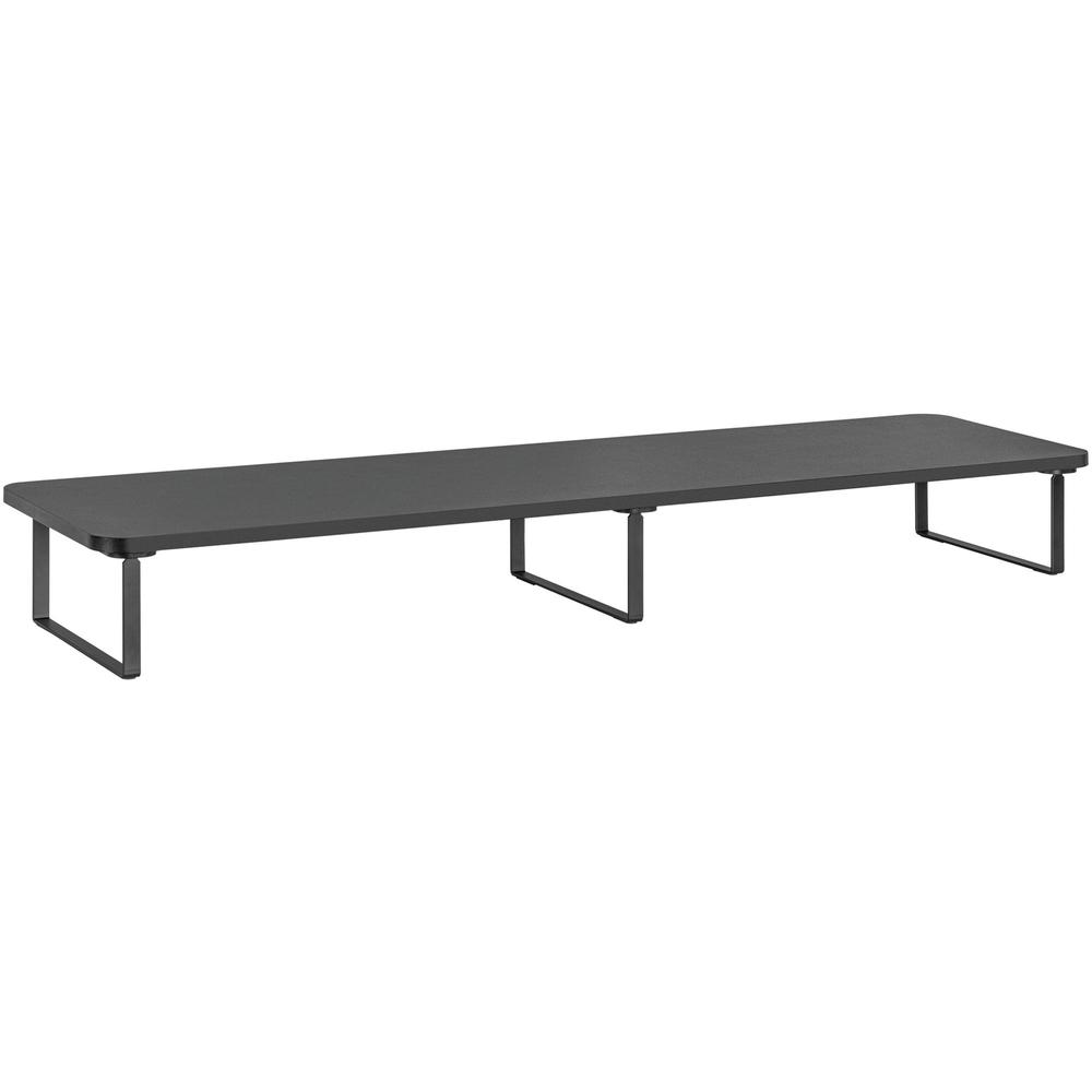 Lorell Quick-Install Monitor Laptop Riser - 4.80" Height x 39.40" Width x 10.20" Depth - Powder Coated - Steel, Particleboard, Silicone - Black. Picture 1