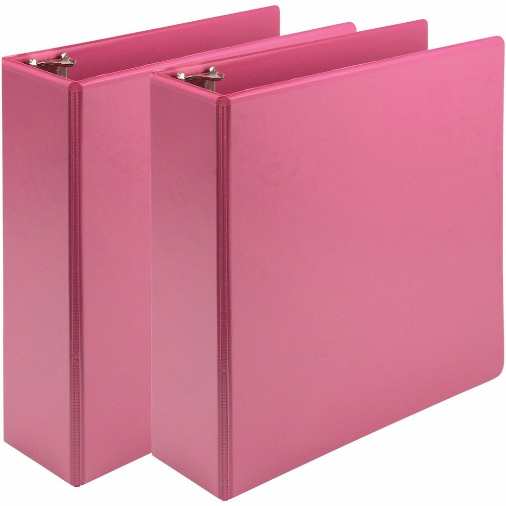 Samsill Earth's Choice Plant-based View Binders - 3" Binder Capacity - Letter - 8 1/2" x 11" Sheet Size - 3 Ring - Fastener: Round Ring - Pocket: 2 - Chipboard, Polypropylene, Plastic - Berry Pink - R. Picture 1