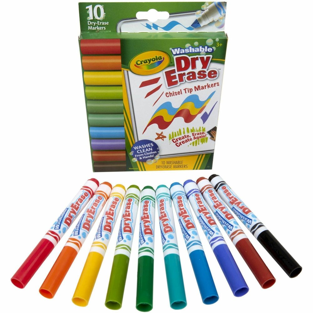 Crayola Washable Dura-Wedge Tip Dry-Erase Markers - Erasable - Washable - 10 / Pack. Picture 1