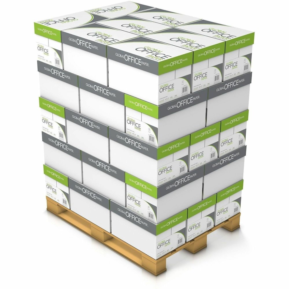 Global Office Premium Multipurpose Paper - White - 96 Brightness - Letter - 8 1/2" x 11" - 20 lb Basis Weight - White - 500 Sheets per Ream - 40 / Pallet. Picture 1
