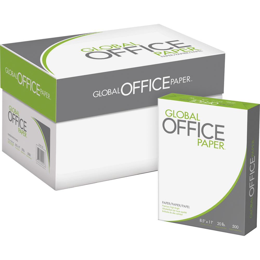 Global Office Premium Multipurpose Paper - White - 96 Brightness - Letter - 8 1/2" x 11" - 20 lb Basis Weight - 10 / Carton - 500 Sheets per Ream - White. Picture 1