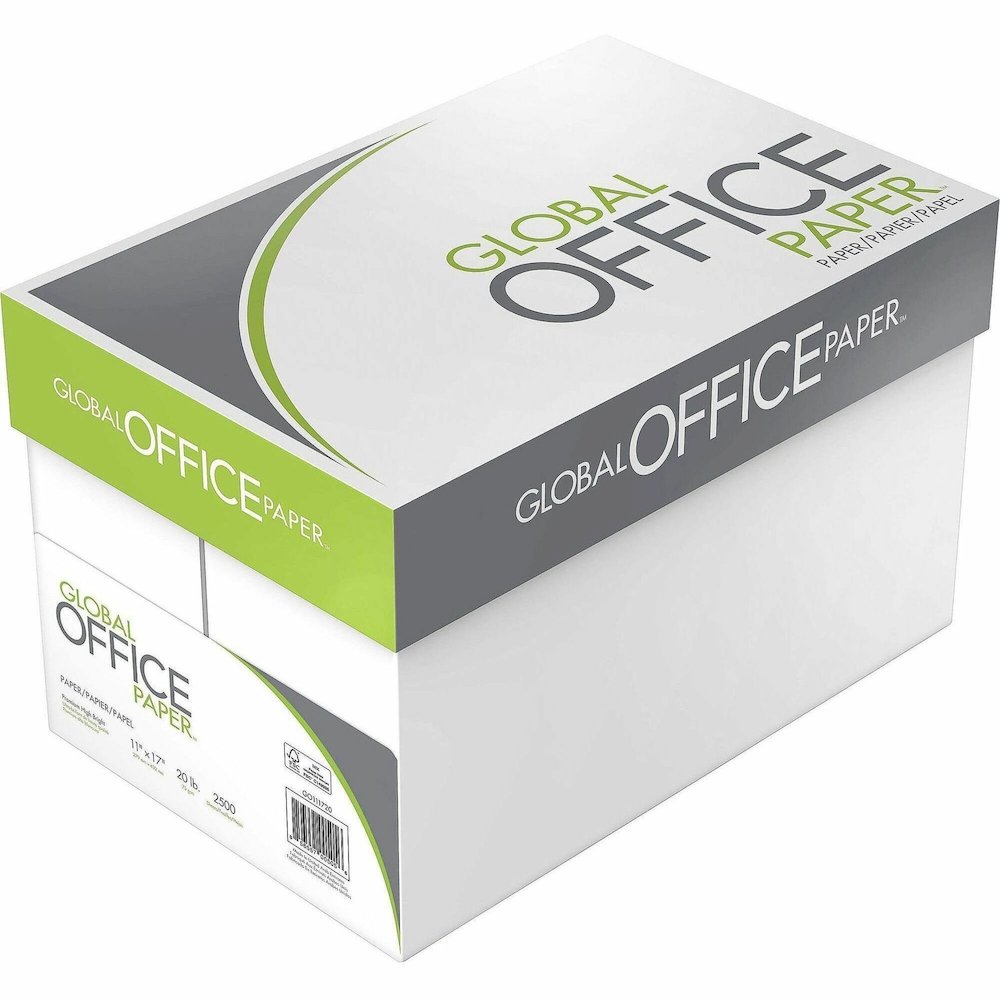 Global Office Premium Multipurpose Paper - 96 Brightness - 11" x 17" - White - 500 Sheets per Ream - 5 / Carton. Picture 1