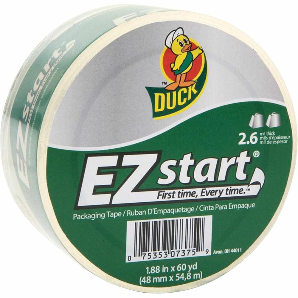 Duck Brand EZ START Packaging Tape - 60 yd Length x 1.87" Width x 2.6 mil Thickness - Clear - 12 / Carton. Picture 1