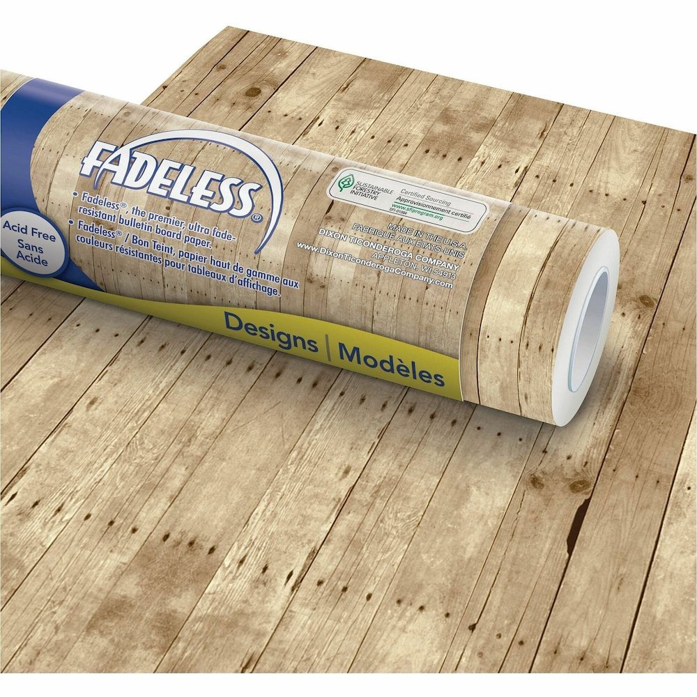 Fadeless Bulletin Board Paper Rolls - Classroom, Door, File Cabinet, School, Home, Office Project, Display, Table Skirting, Party, Decoration - 48" Width x 50 ft Length - Natural - Paper - 1 Roll. Picture 1