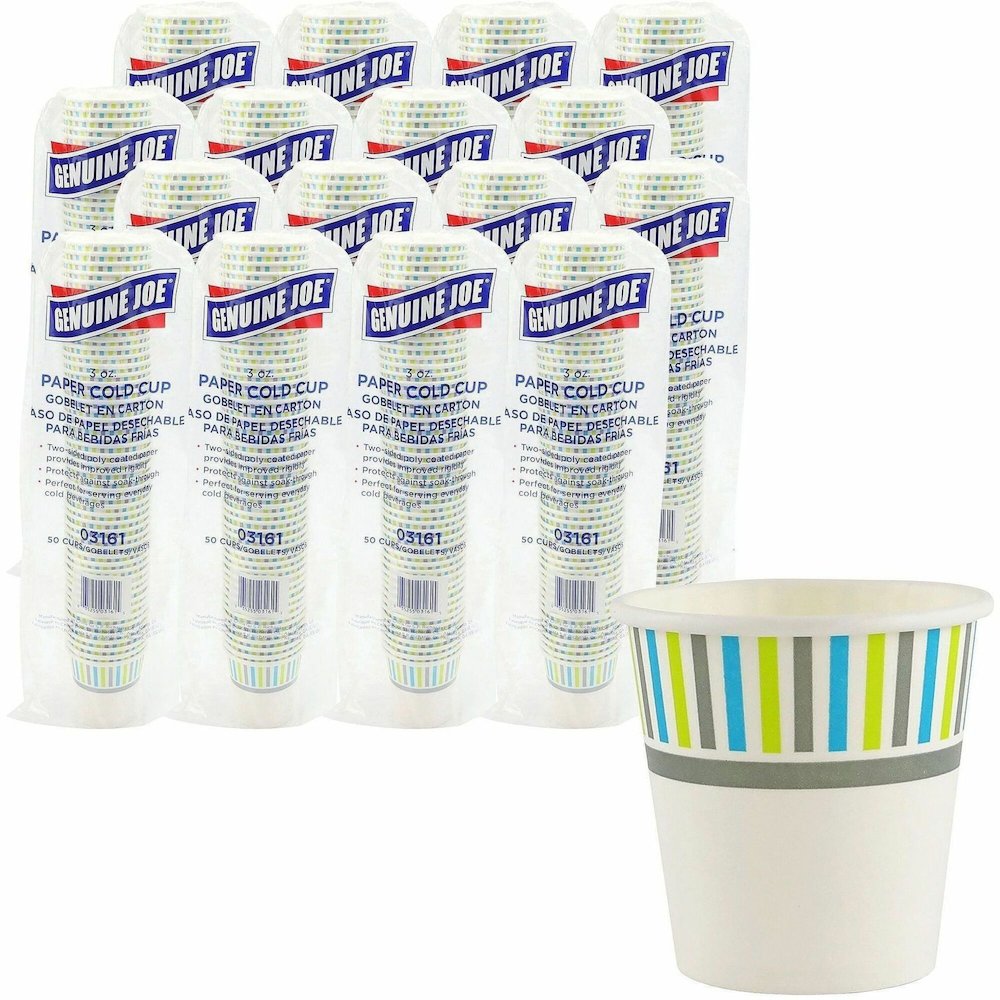 Genuine Joe 3 oz Cold Cups - 50 / Pack - 20 / Carton - White - Paper - Cold, Beverage. Picture 1