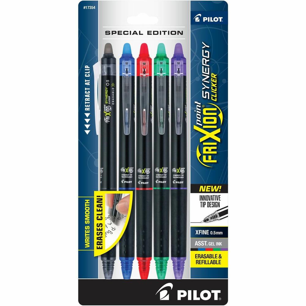 FriXion Erasable Gel Pens - Retractable - Erasable - Assorted Ink - Document, Writing - 5 / Pack. Picture 1