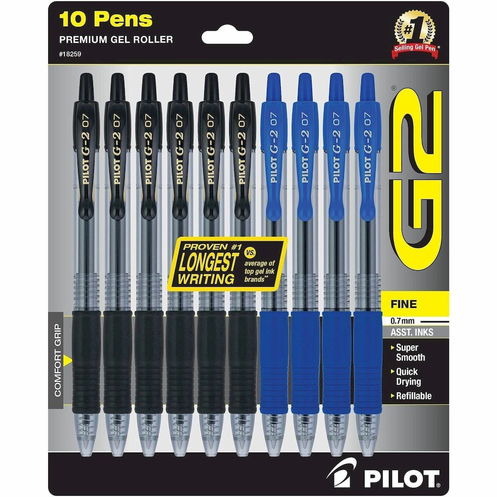 Pilot Premium Gel Ink Retractable Pen - Refillable - Retractable - Assorted Ink - Liquid Gel Ink - Writing - 10 / Pack. Picture 1