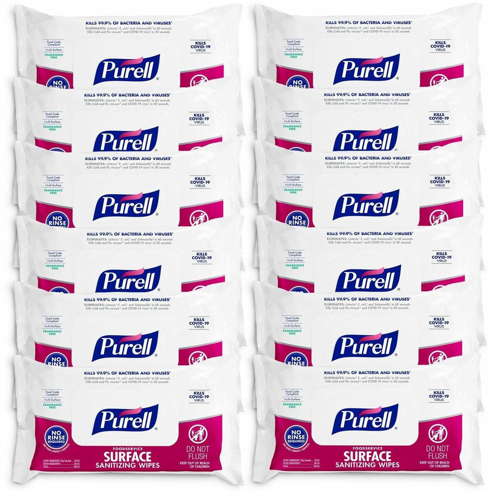 PURELL&reg; Foodservice Surface Sanitizing Wipes - WhitePack - 72/Pack - 12 / Carton. Picture 1