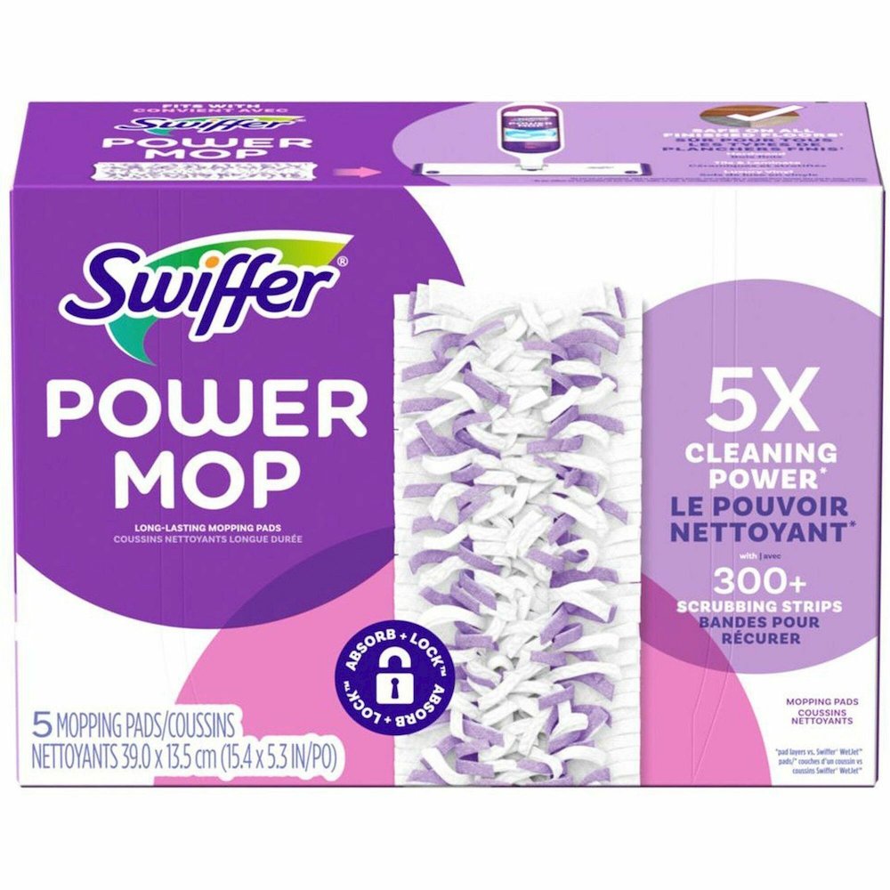 Swiffer PowerMop Mopping Pads - Purple - 5 / Box. Picture 1