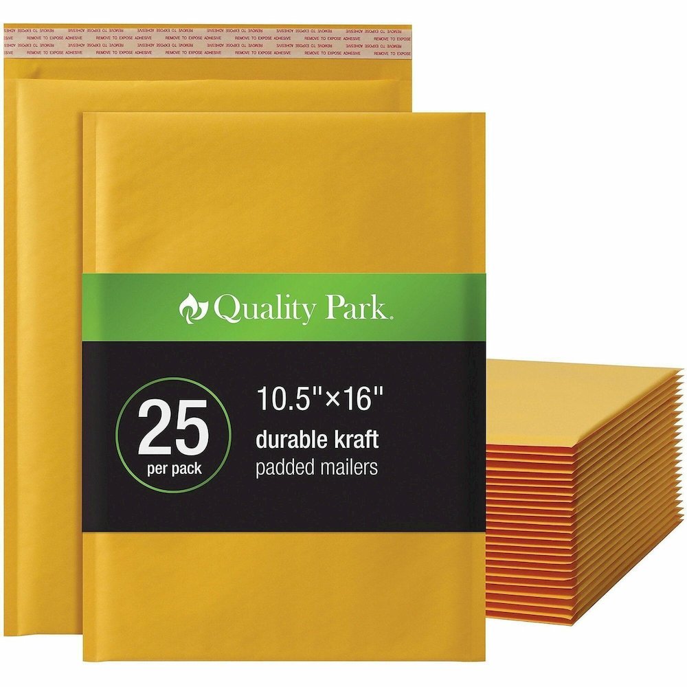 Quality Park Bubble Mailers - Bubble - 10 1/2" Width x 15" Length - Strip - Brown Kraft - 25 / Box. Picture 1