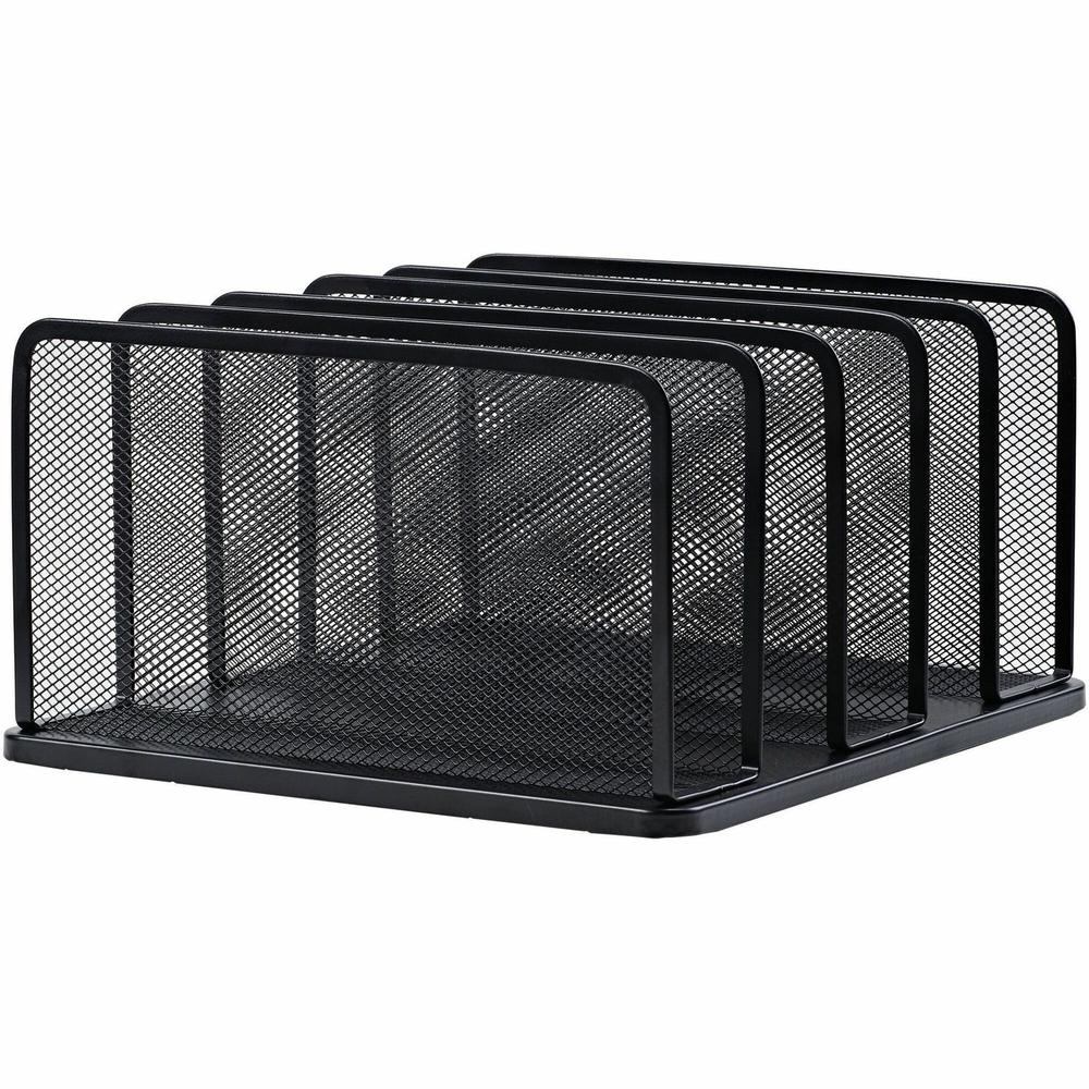 Lorell 5-Tier Letter Tray - 5 Tier(s) - Vertical - Side-loading, Sturdy - Black - Steel Mesh - 1 Each. Picture 1