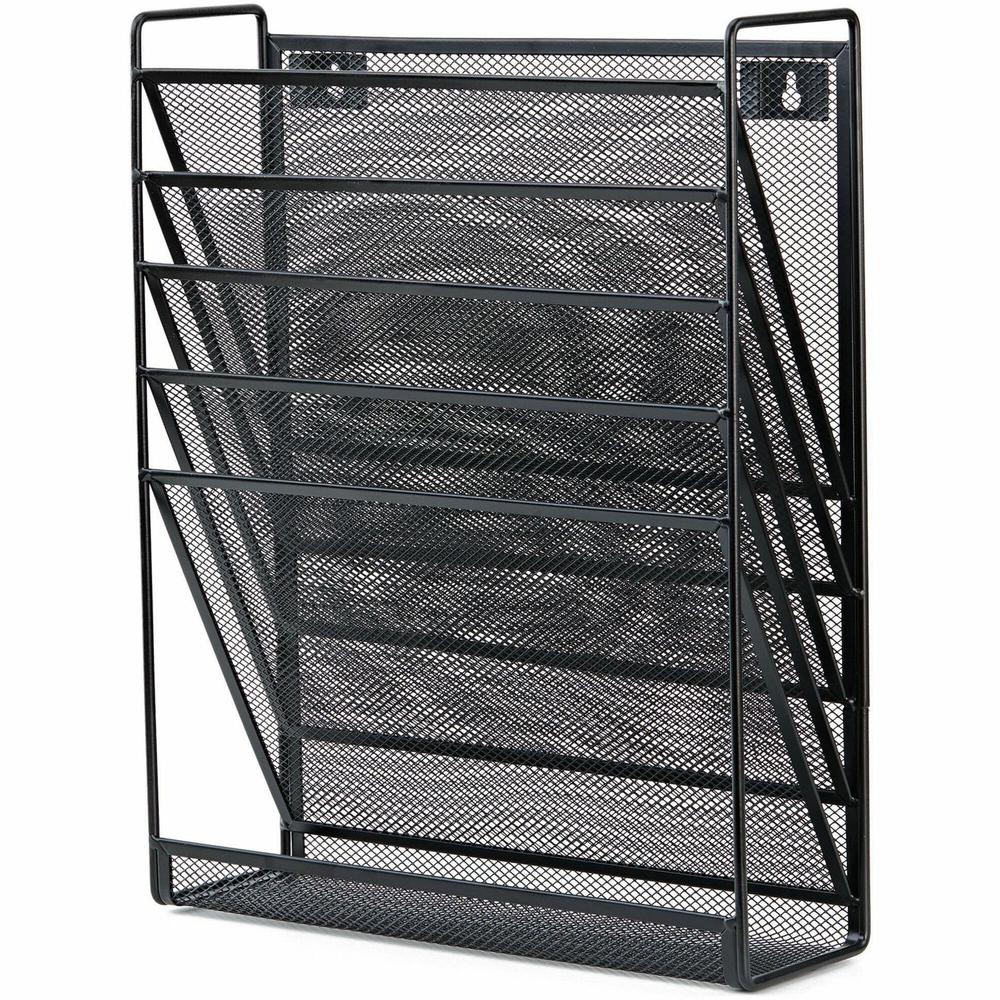 Lorell 5-Pocket Wall File - 5 Pocket(s) - Black - Steel Mesh - 1 Each. Picture 1