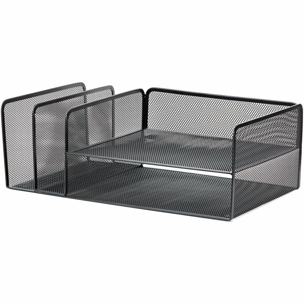 Lorell 4-Tier File Organizer - 4 Tier(s) - Horizontal/Vertical - Desktop - Black - Steel Mesh - 1 Each. Picture 1