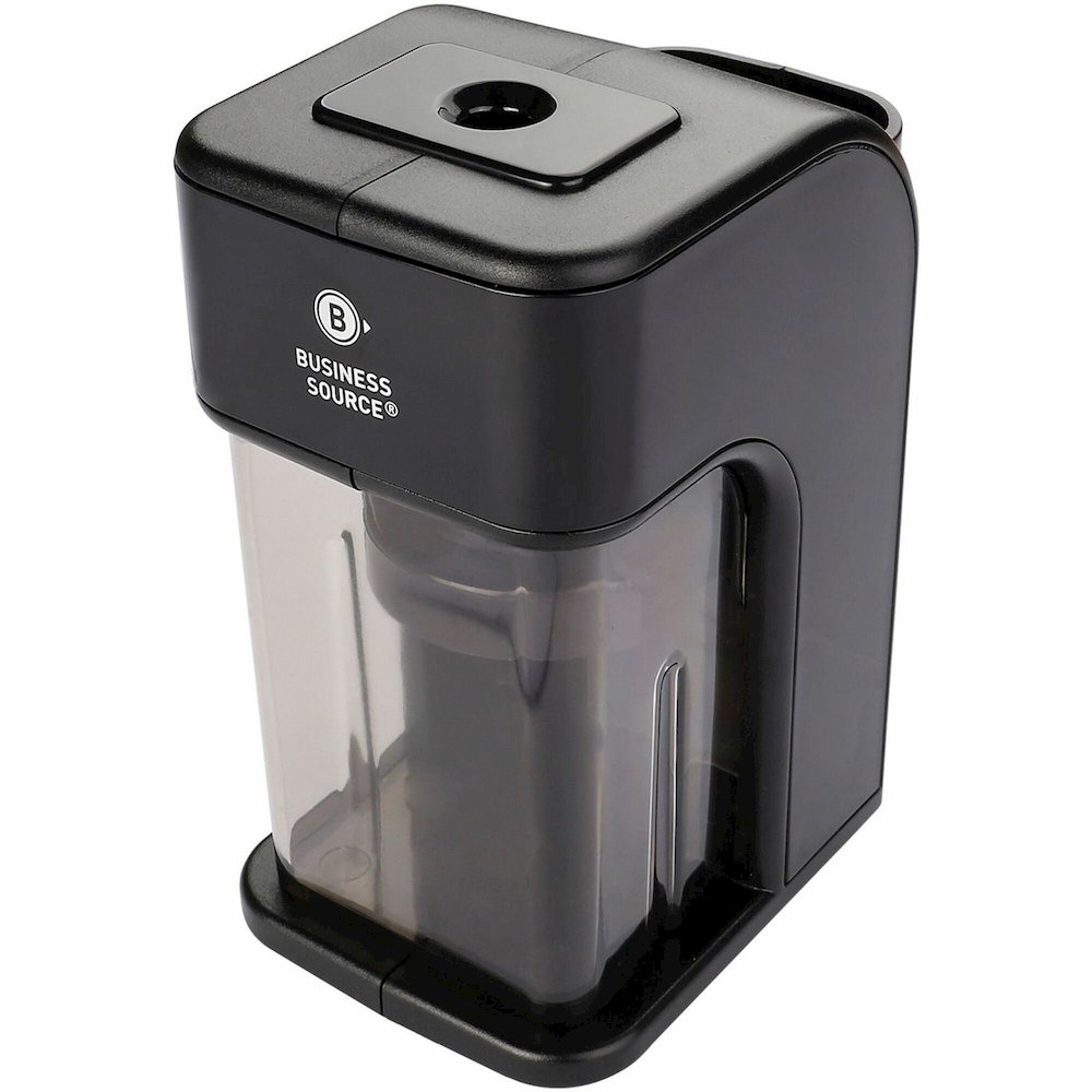 Business Source Electric Pencil Sharpener - Helical - AC Adapter, DC Adapter Powered - Black - 1 Each. Picture 1