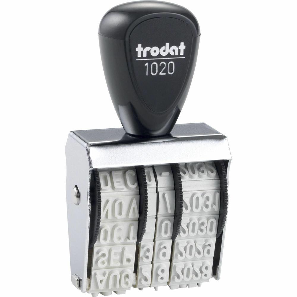 Trodat Size 2 Rubber Date Stamp - Date Stamp - 0.19" Impression Length - 4 Bands - Gray - Rubber, Steel - 1 Each. Picture 1