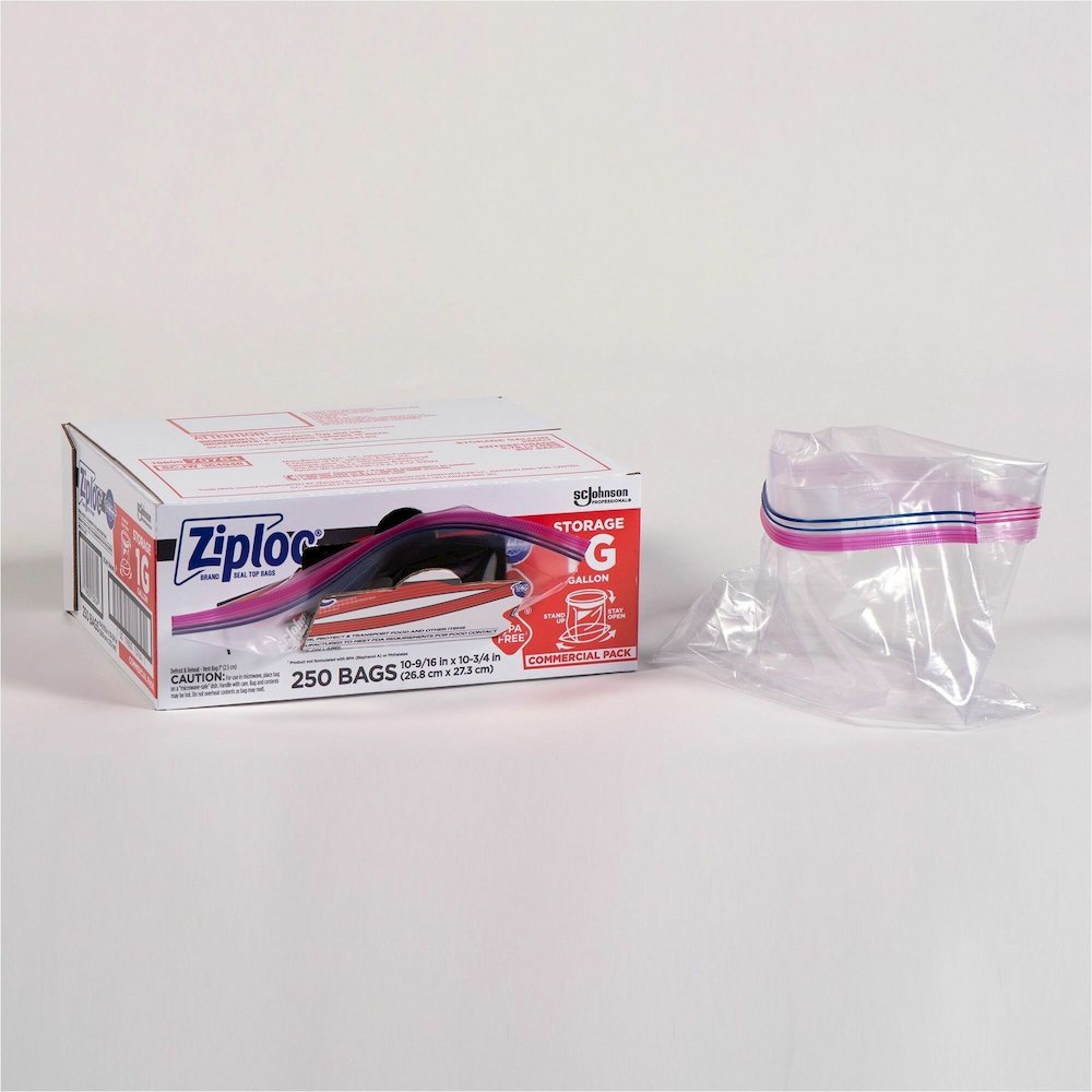 Ziploc&reg; Gallon Storage Bags - Large Size - 1 gal Capacity - 10.50" Width x 1.75 mil (44 Micron) Thickness - Zipper Closure - Textured - Clear - Plastic - Multipurpose/ - 1 Carton. Picture 1