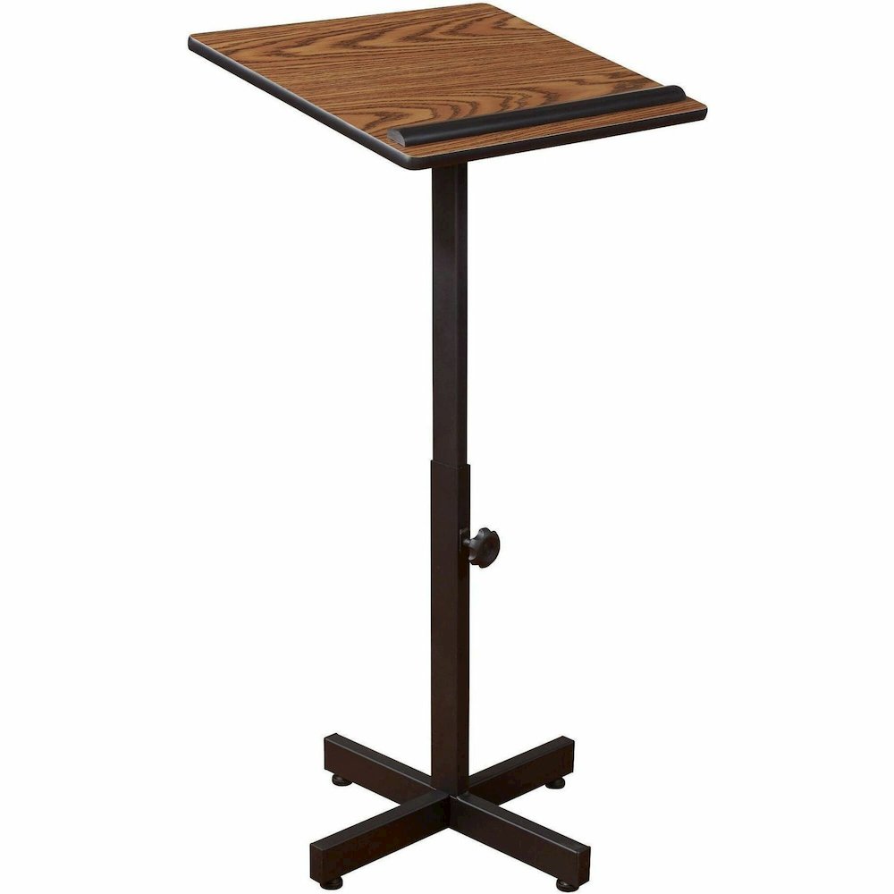 National Public Seating Oklahoma Sound Portable Presentation Lectern - Medium Oak Top - Black Base - Height Adjustable - 20" Table Top Width x 18.20" Table Top Depth - 44" Height - Presentation - Asse. Picture 1