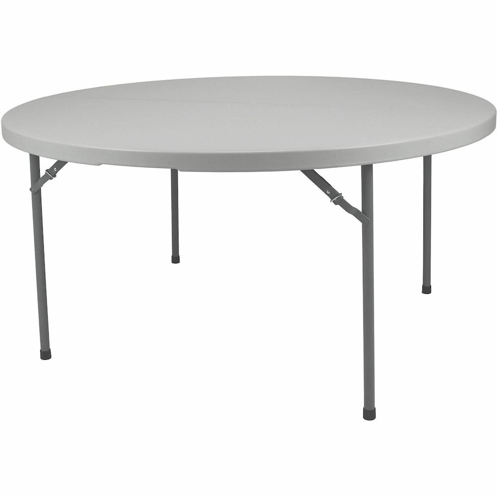 National Public Seating Fold-in-Half Tables - Speckled Gray Round Top - Four Leg Base - 4 Legs - 700 lb Capacity - 2" Table Top Thickness x 48" Table Top Diameter - 29.20" Height - Industry, Indoor, O. Picture 1