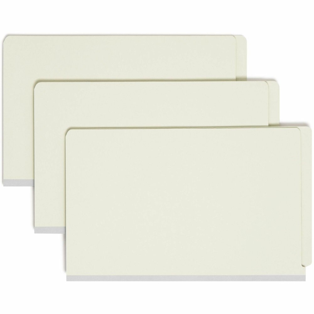 Smead Straight Tab Cut Legal Recycled Classification Folder - 8 1/2" x 14" - 2" Expansion - 2 x 2S Fastener - 2" for Folder - End Tab Location - 2 Divider - 25 pt. - Pressboard - Gray, Green - Heavy D. Picture 1