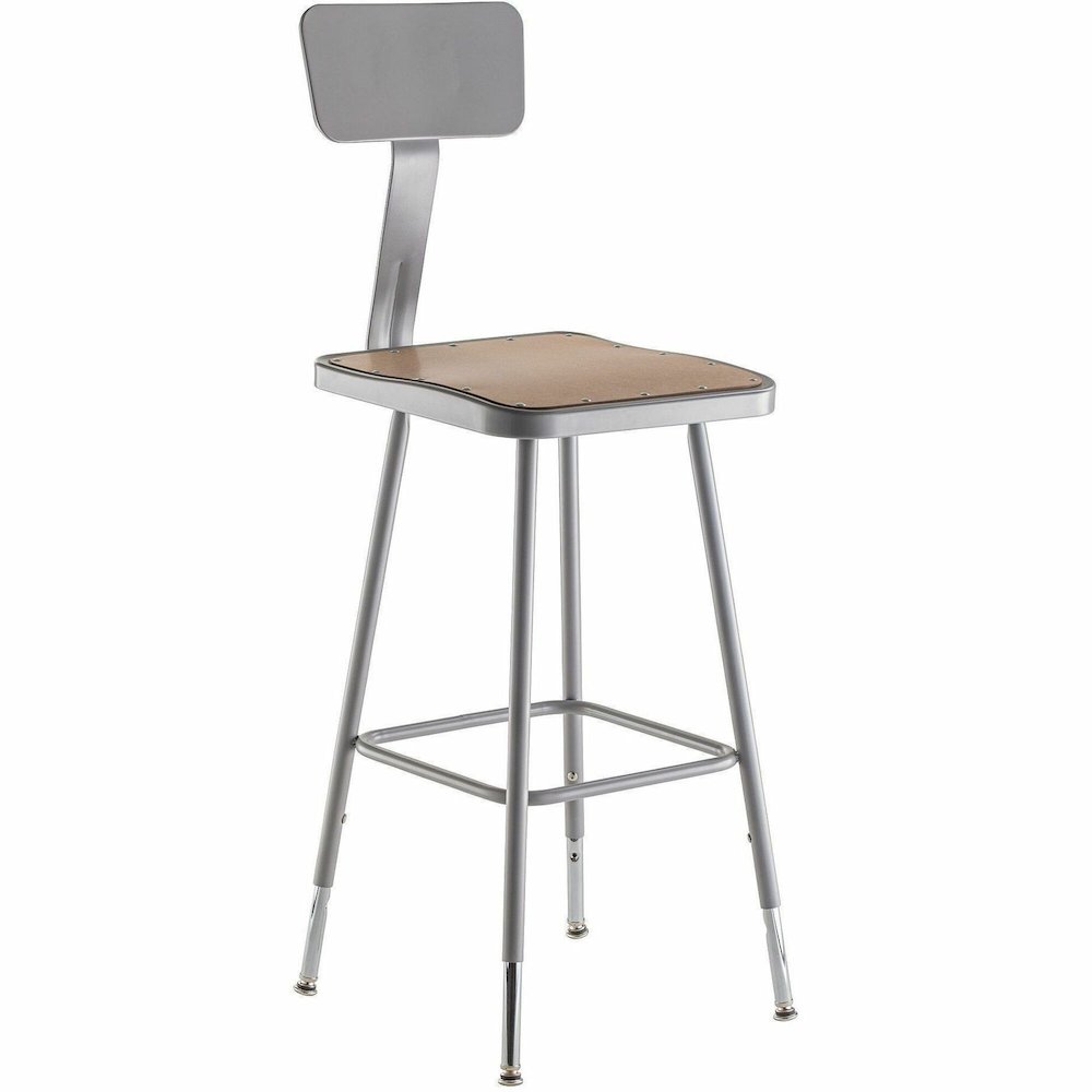 National Public Seating 6300 Series Heavy-Duty Square-Seat Stools - Masonite Seat Material - Gray Frame Color - Steel Frame Material - Four-legged Base - Gray - 1 Each. Picture 1