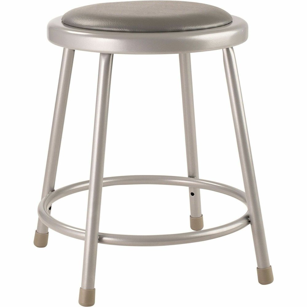 National Public Seating 6400 Series Heavy-Duty Padded Stools - Gray Seat Color - Vinyl, Medium Density Fiber (MDF) Seat Material - Gray Frame Color - Steel Frame Material - Four-legged Base - Gray - P. Picture 1