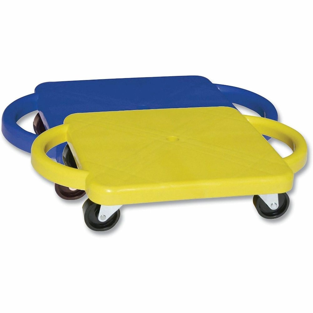 Champion Sports Scooter Set w/Swivel Casters - Blue, Yellow - Plastic. Picture 1