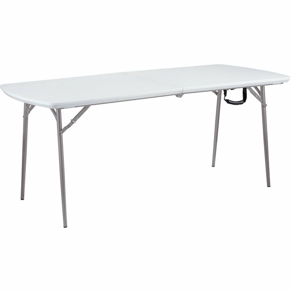 National Public Seating Banquet Fold-In-Half Tables - Speckled Gray Top - Round Tube Leg Base - 4 Legs - 700 lb Capacity - 71.80" Table Top Length x 30" Table Top Width - 29.50" Height - Room, Indoor,. Picture 1