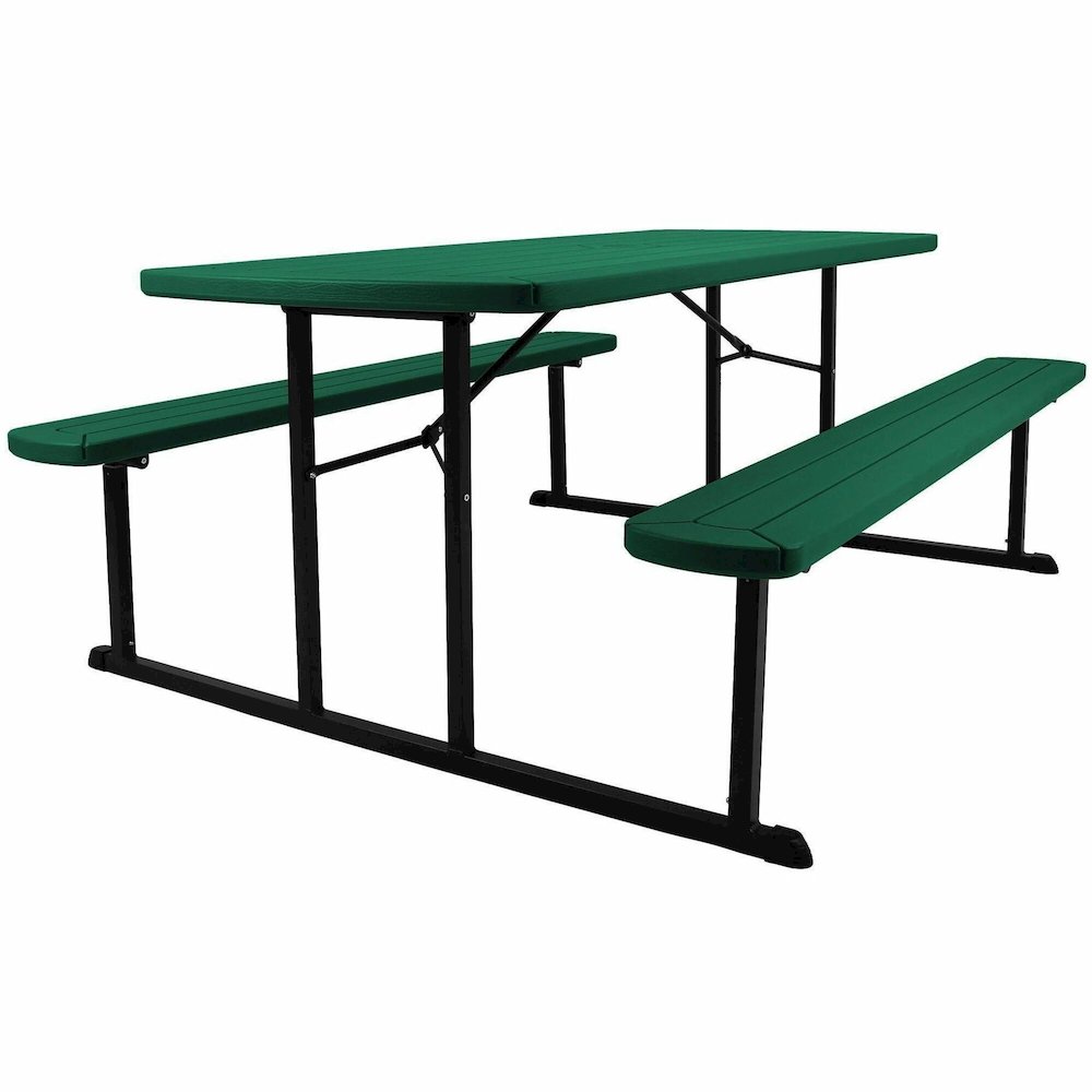 National Public Seating Folding Picnic Tables - Green, Textured, Wood Grain Top - 8 Seating Capacity - 1800 lb Capacity x 32" Table Top Depth x 1.60" Table Top Thickness - 29.50" Height x 72" Width x . Picture 1
