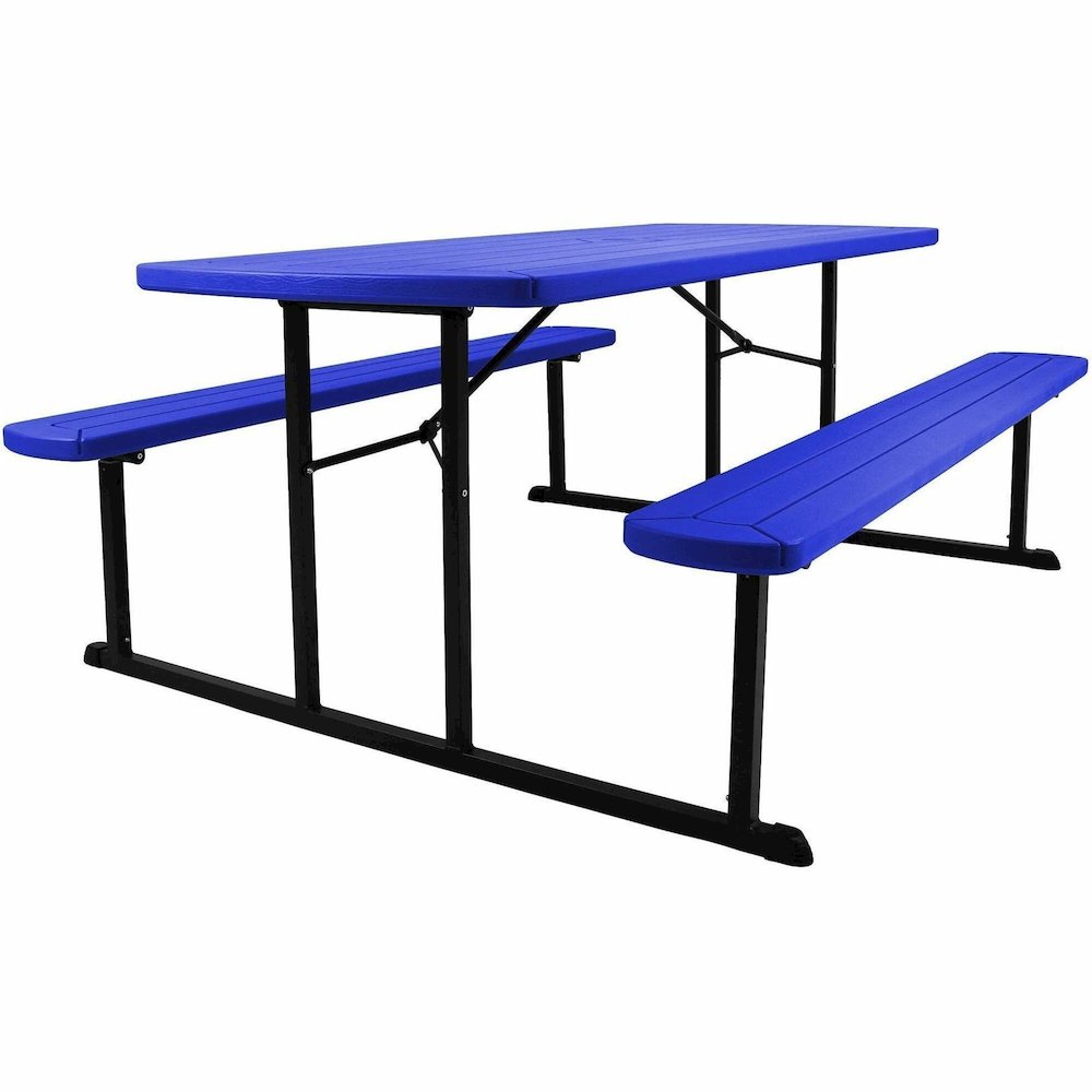 National Public Seating Folding Picnic Tables - Blue, Textured, Wood Grain Top - 8 Seating Capacity - 1800 lb Capacity x 32" Table Top Depth x 1.60" Table Top Thickness - 29.50" Height x 72" Width x 5. Picture 1