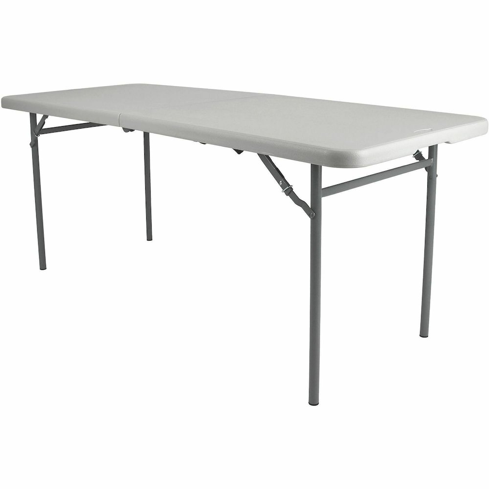 National Public Seating Industrial Fold-in-Half Tables - Speckled Gray Rectangle Top - Four Leg Base - 4 Legs - 700 lb Capacity - 72" Table Top Length x 30" Table Top Width x 1.70" Table Top Thickness. Picture 1