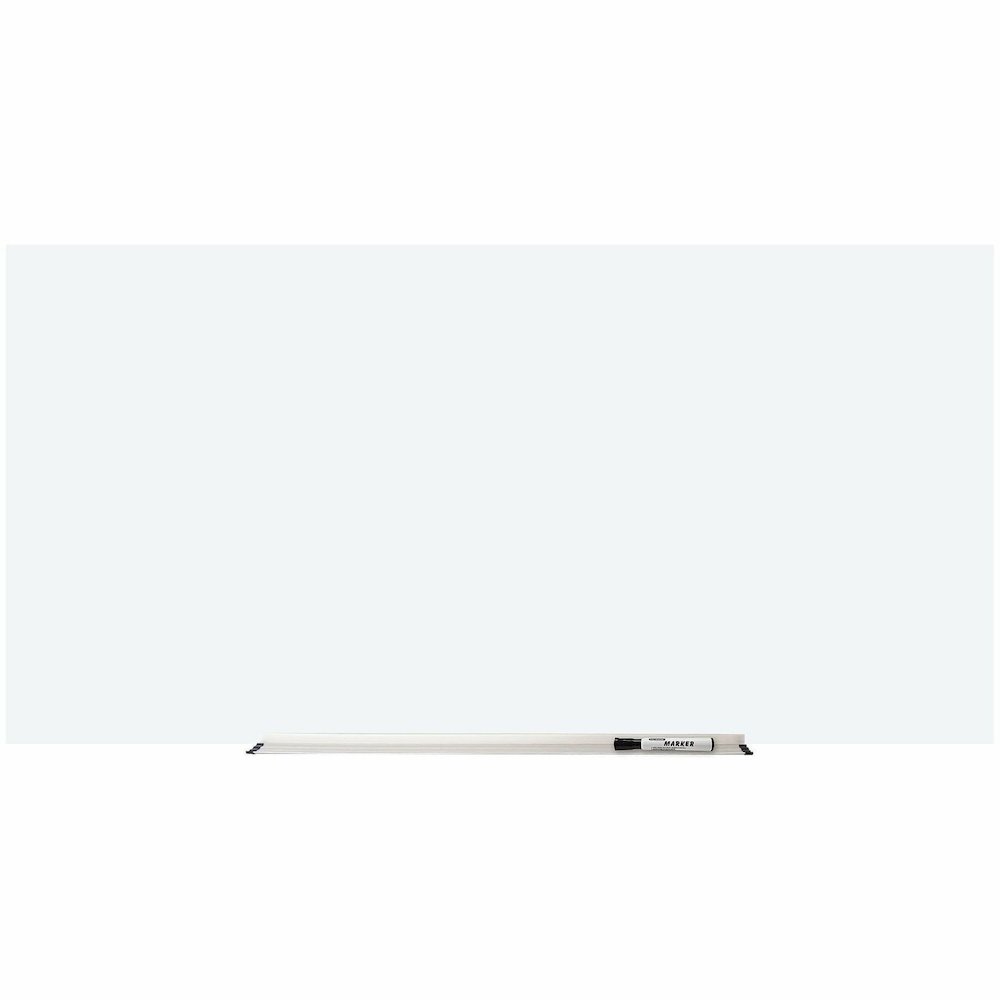 Lorell Magnetic Glass Board - 72" (6 ft) Width x 48" (4 ft) Height - White Glass Surface - Magnetic - Wipeable, Mark Resistant, Smudge Resistant - Assembly Required - 1 Each. Picture 1