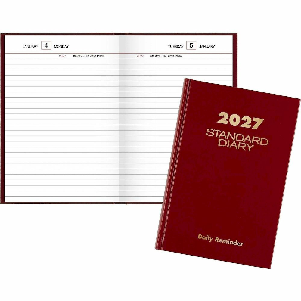 At-A-Glance Standard Diary Reminder - Small - Business - Julian Dates - Daily - 12 Month - January 2026 to December 2026 - 1 Day Single Page Layout - 5 1/2" x 8" Sheet Size - Case Bound - Vinyl - Red . Picture 1