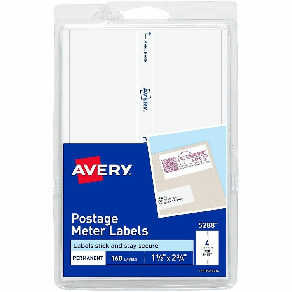 Avery&reg; Address Label - 1 1/2" Width x 2 3/4" Length - Permanent Adhesive - Rectangle - White - Paper - 4 / Sheet - 40 Total Sheets - 160 Total Label(s) - 160 / Pack. Picture 1