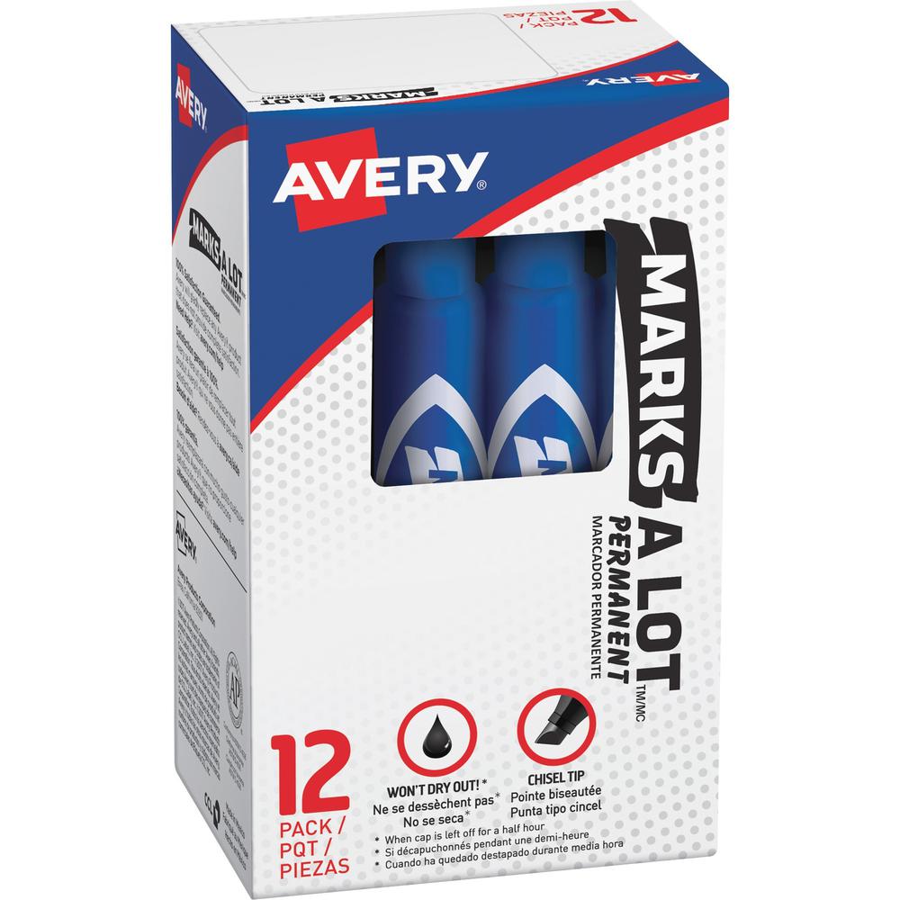 Avery&reg; Marks-A-Lot Desk-Style Permanent Markers - Blue Ink - Blue Plastic Barrel - 1 Dozen. Picture 1