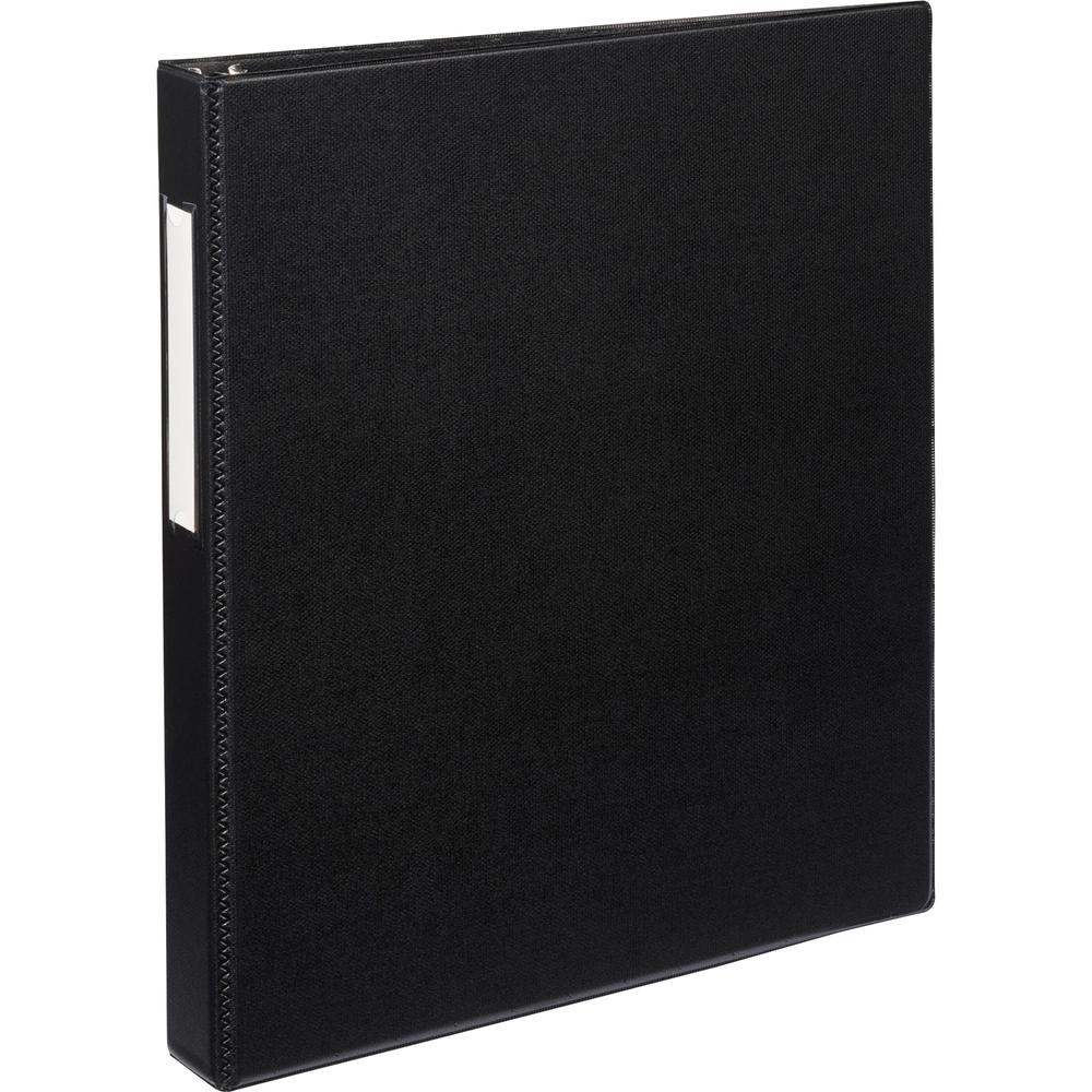 Avery&reg; DuraHinge Durable Binder with Label Holder - 1" Binder Capacity - Letter - 8 1/2" x 11" Sheet Size - 275 Sheet Capacity - 3 x D-Ring Fastener(s) - 4 Internal Pocket(s) - Poly - Black - Recy. Picture 1