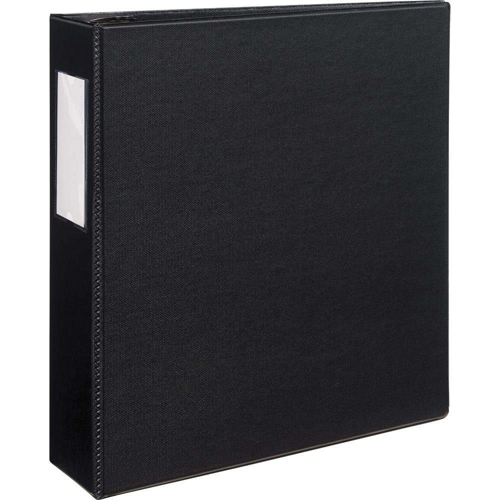 Avery&reg; DuraHinge Durable Binder with Label Holder - 3" Binder Capacity - Letter - 8 1/2" x 11" Sheet Size - 670 Sheet Capacity - 3 x D-Ring Fastener(s) - 4 Internal Pocket(s) - Poly - Black - Recy. Picture 1
