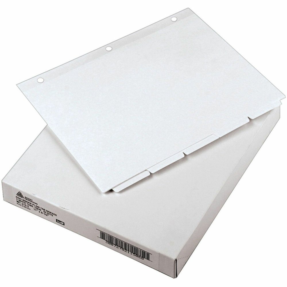 Avery&reg; Plain Tab Write-On Dividers - 5 x Divider(s) - 5 Tab(s)/Set - 8.5" Divider Width x 11" Divider Length - Letter - 3 Hole Punched - White Tab(s) - 20% Recycled - Reinforced, Non-laminated - 1. Picture 1