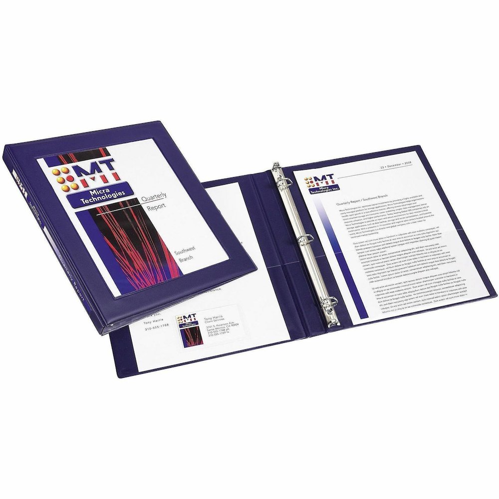 Avery Heavy-Duty Framed View Binder, 0.5" Slant Rings, Navy Blue - Avery&reg; Heavy-Duty Framed View 3 Ring Binder, 0.5" Slant Rings, 1 Navy Blue Binder (68051). Picture 1