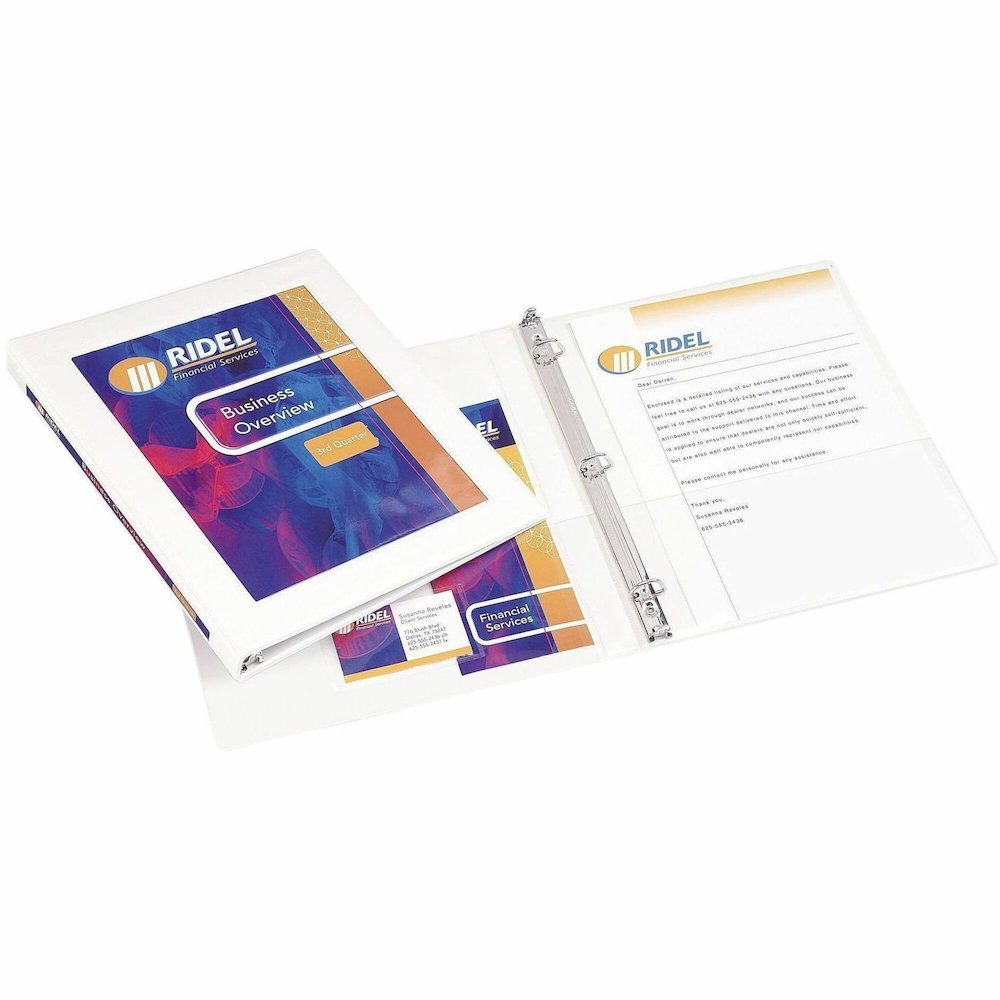 Avery Heavy-Duty Framed View 3 Ring Binder, 0.5" Slant Rings, White - Avery&reg; Heavy-Duty Framed View 3 Ring Binder, 0.5" Slant Rings, 1 White Binder (68052). Picture 1