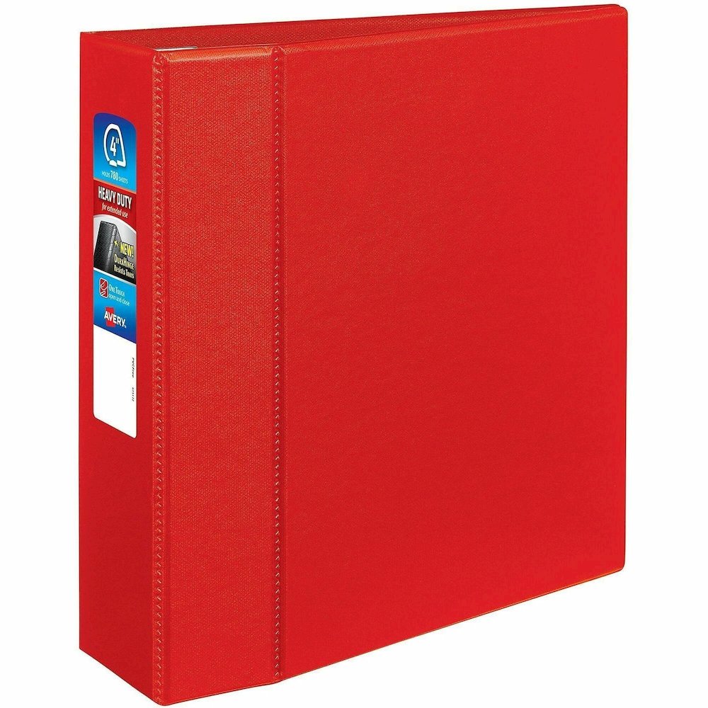 Avery&reg; Heavy-Duty Binders with One Touch EZD Rings - 4" Binder Capacity - Letter - 8 1/2" x 11" Sheet Size - 780 Sheet Capacity - 3 x 4" Ring - Fastener: Ring - Pocket: 4, Internal - Polypropylene. Picture 1