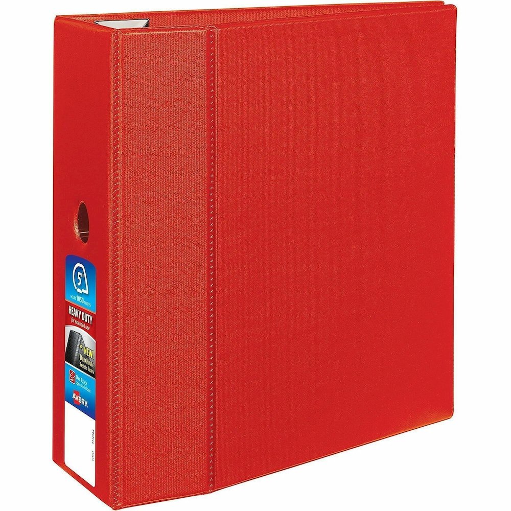 Avery&reg; Heavy-Duty Binders with Locking One Touch EZD Rings & Thumb Notch - 5" Binder Capacity - Letter - 8 1/2" x 11" Sheet Size - 1050 Sheet Capacity - 3 x 5" Ring - Fastener: Ring - Pocket: 4, I. Picture 1