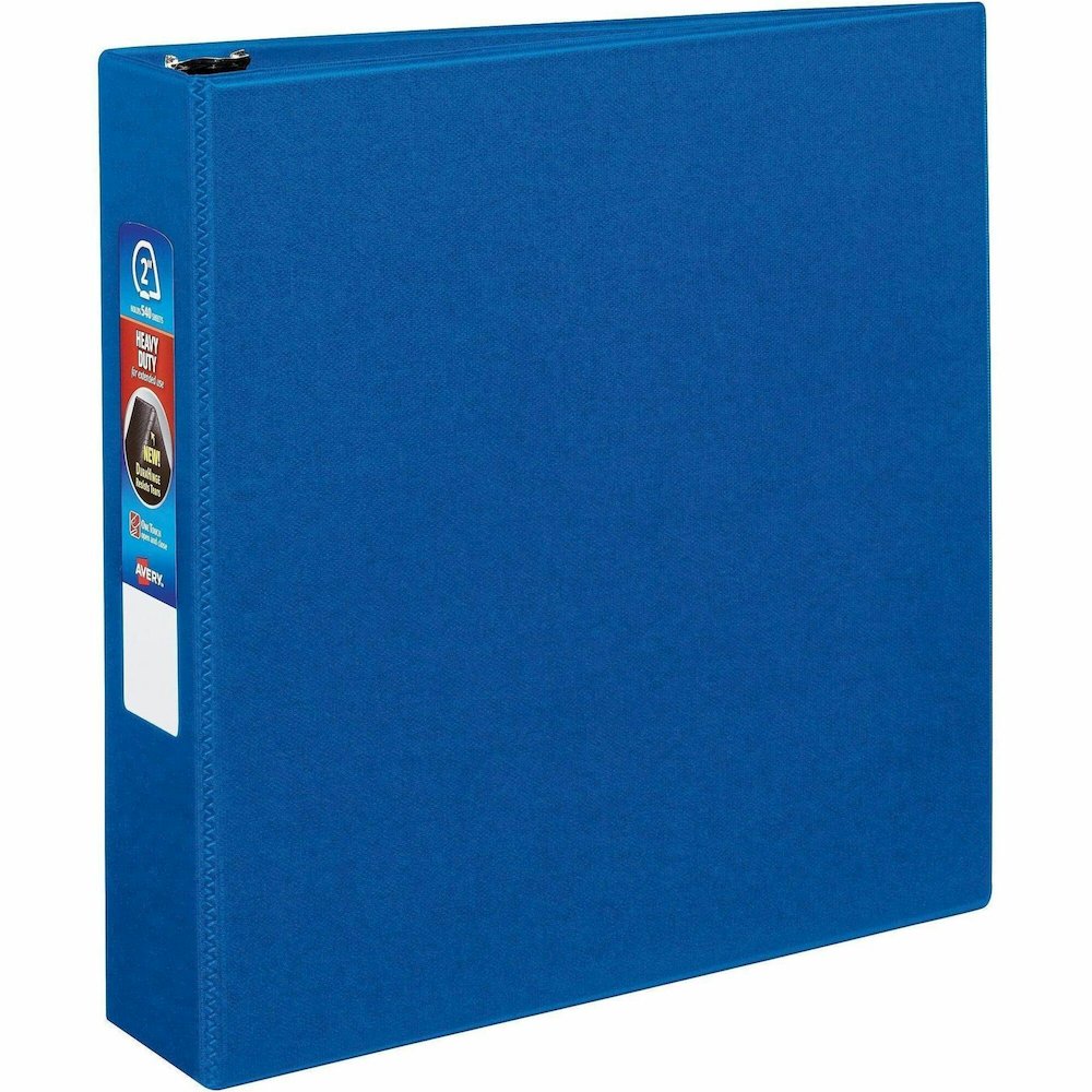 Avery&reg; Heavy-duty Binder - One-Touch Rings - DuraHinge - 2" Binder Capacity - Letter - 8 1/2" x 11" Sheet Size - 540 Sheet Capacity - Fastener: Ring - Pocket: 4, Internal - Polypropylene - Blue - . Picture 1