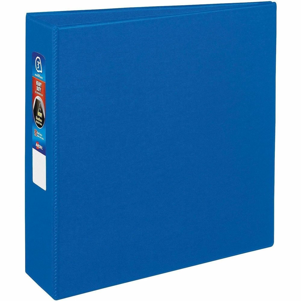 Avery&reg; 3" Heavy Duty Binder - 3" Binder Capacity - Letter - 8 1/2" x 11" Sheet Size - 670 Sheet Capacity - 3" Ring - Fastener: Ring - Pocket: 4, Internal - Polypropylene - Blue - Recycled - Pocket. Picture 1