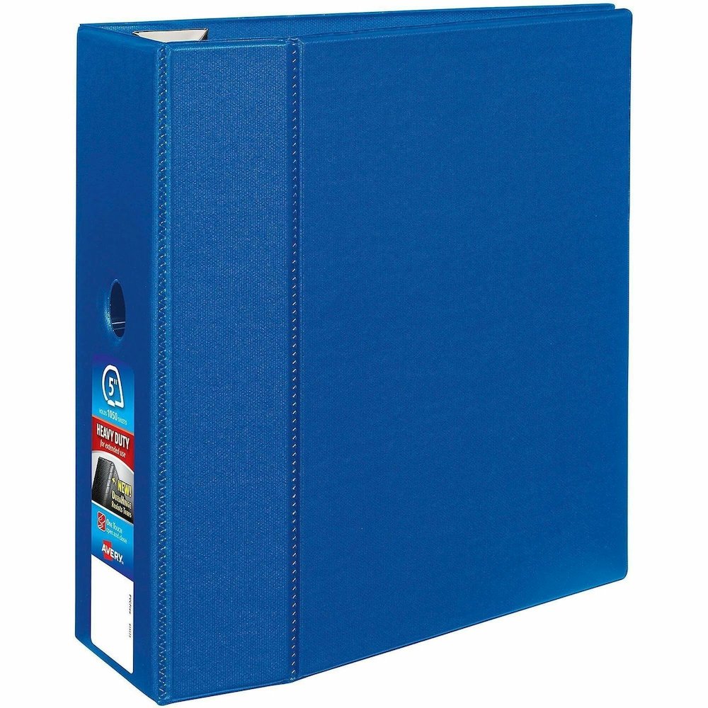 Avery&reg; Heavy-Duty Binders with Locking One Touch EZD Rings & Thumb Notch - 5" Binder Capacity - Letter - 8 1/2" x 11" Sheet Size - 1050 Sheet Capacity - 3 x 5" Ring - Fastener: Ring - Pocket: 4, I. Picture 1