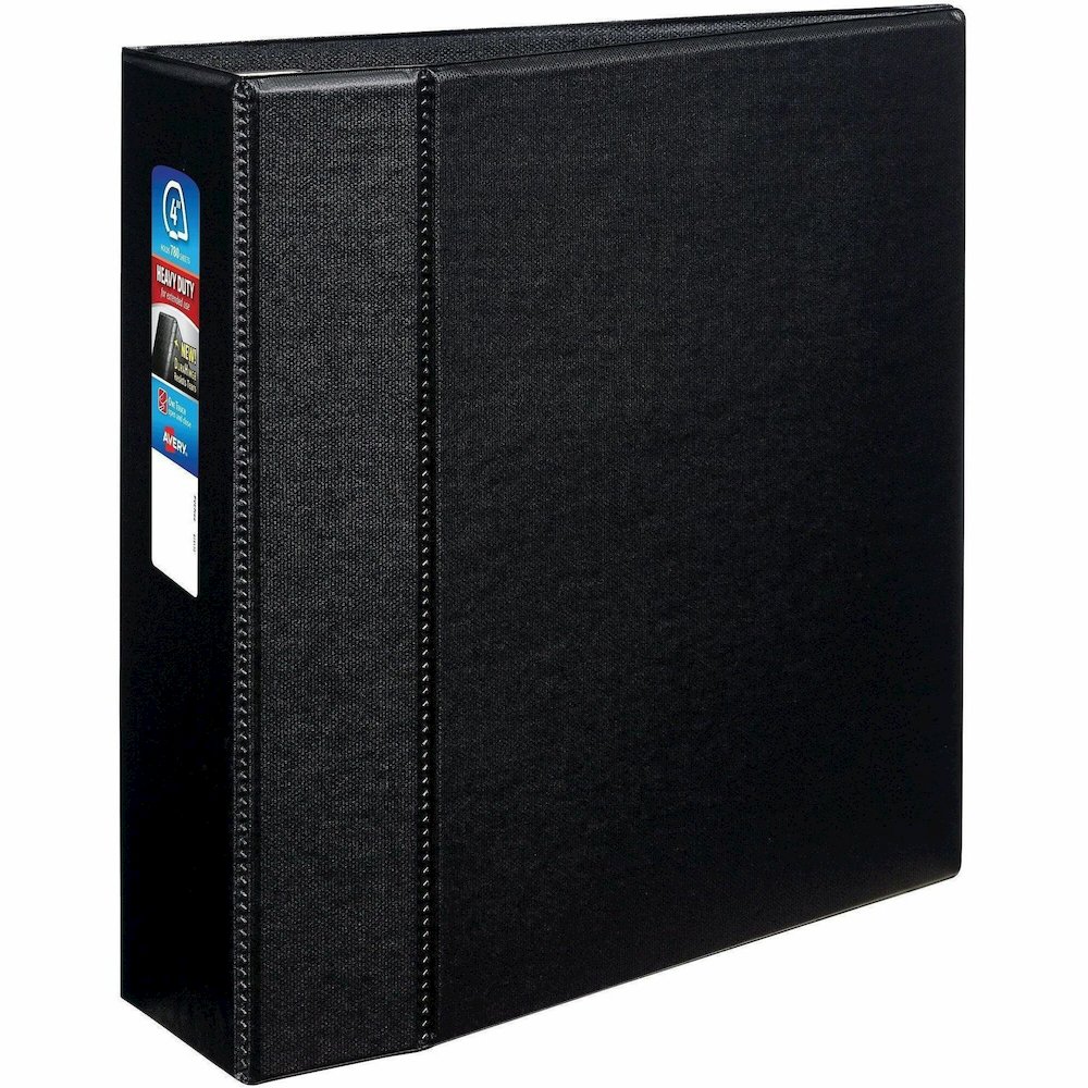 Avery&reg; 4" Heavy Duty Binder - 4" Binder Capacity - Letter - 8 1/2" x 11" Sheet Size - 780 Sheet Capacity - 4" Ring - Fastener: Ring - Pocket: 4, Internal - Polypropylene - Black - Recycled - Pocke. Picture 1