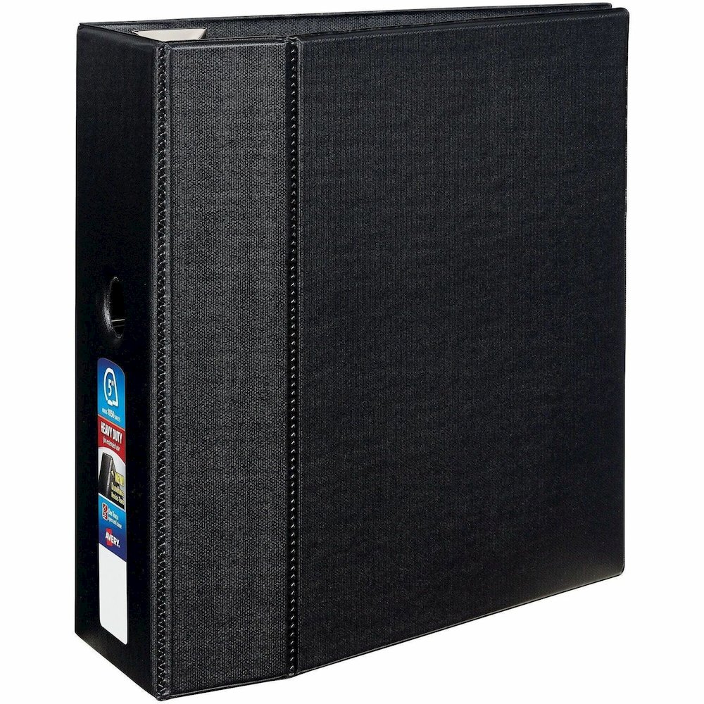 Avery&reg; 5" Heavy-Duty Binder - 5" Binder Capacity - Letter - 8 1/2" x 11" Sheet Size - 1050 Sheet Capacity - 5" Ring - Fastener: Ring - Pocket: 4, Internal - Polypropylene - Black - Recycled - Pock. Picture 1