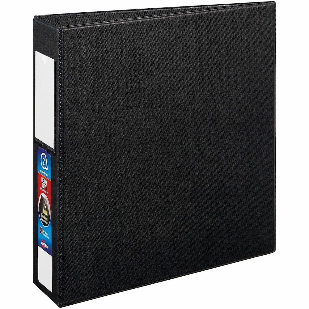 Avery&reg; Heavy Duty Binder 2" , One Touch™ Locking D Rings, Black - 2" Binder Capacity - Letter - 8 1/2" x 11" Sheet Size - 540 Sheet Capacity - Fastener: Ring - Pocket: 4, Internal - Polyprop. Picture 1