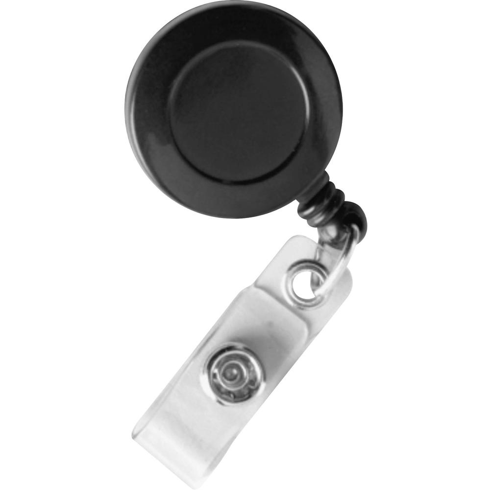 SICURIX Card Reel with Belt Clip - Plastic - 25 / Box - Black. Picture 1