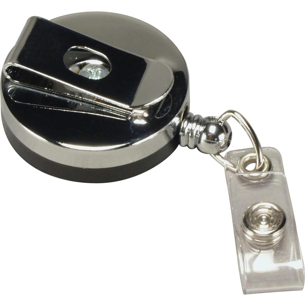 SICURIX Heavy-Duty ID Card Reel with Belt Clip - Plastic - 1 Each - Black. Picture 1